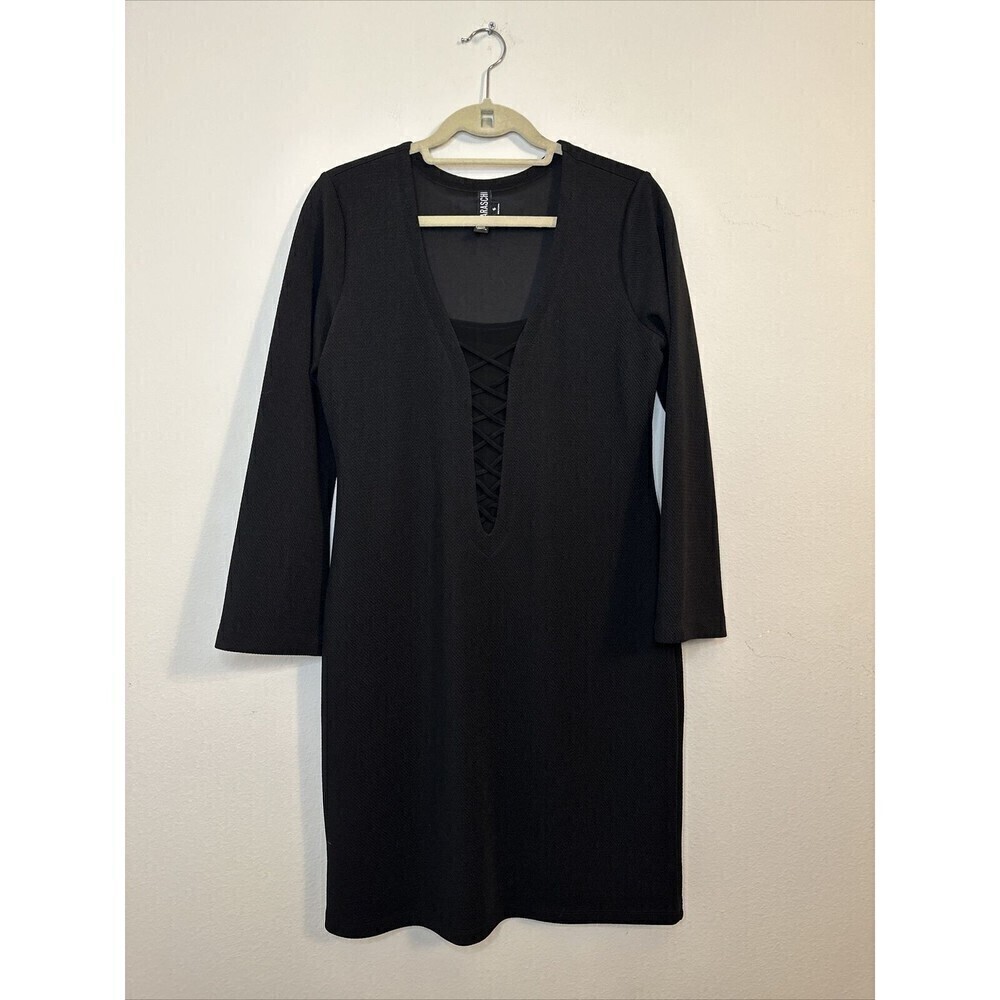 Yoana Baraschi Black Long Sleeve Sheath Dress Size Medium